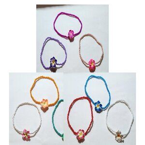 Set of anklets great for beach vacation beaded floral costume NEW